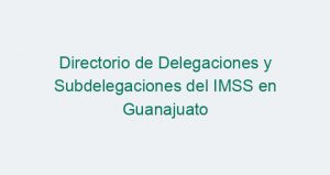 Directorio de Delegaciones y Subdelegaciones del IMSS en Guanajuato