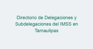 Directorio de Delegaciones y Subdelegaciones del IMSS en Tamaulipas