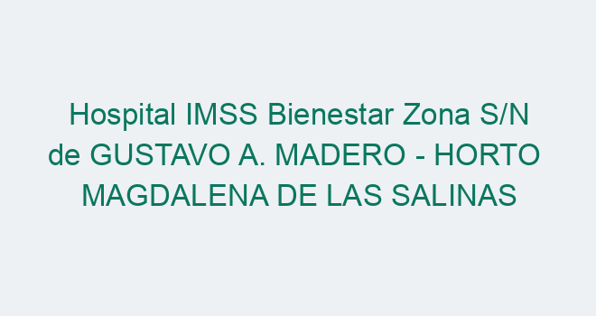 Hospital S/N IMSS - HORTO MAGDALENA DE LAS SALINAS【 2024