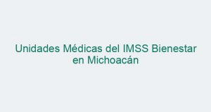 Unidades Médicas del IMSS Bienestar en Michoacán
