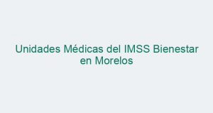 Unidades Médicas del IMSS Bienestar en Morelos