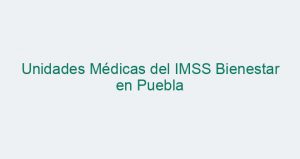 Unidades Médicas del IMSS Bienestar en Puebla